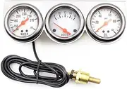 2'' 52mm Triple Gauge Set Water Temp/Volt/Oil Pressure 3-in-1 Car Meter Gauge for 12V Auto Gasoline Car Vehicles