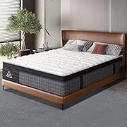 STARRY EUCALYPT Memory Foam Mattress SyncCoil Pocket Spring 34cm Thickness, Medium Firm Euro Top Bed Mattress with Enhanced Edge Support and Airflow Design, Aaliyah White, King Single Size