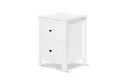White Bedside Table 2 Drawers Nightstand Lamp Side Unit Timber Storage Cabinet