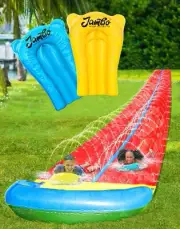 Double Lane Slip Splash and Slide with Inflatable Crash Pad (Double Lane, 31.5ft