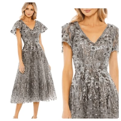 Mac Duggal 20392 Embellished Butterfly Tea Length Dress| Size 2