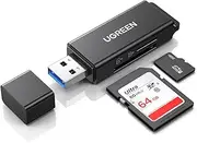 UGREEN SD Card Reader Portable USB 3.0 Dual Slot Flash Memory Card Adapter Hub for TF, SD, Micro SD, SDXC, SDHC, MMC, RS-MMC, Micro SDXC, Micro SDHC, UHS-I for Mac, Windows, Linux, Chrome, PC, Laptop