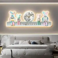 在飛比找樂天市場購物網優惠-時鐘裝飾畫# 暴力熊客廳裝飾畫時鐘 led燈畫 臥室床頭掛畫