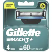 Gillette Mach3+ Replacement Cartridges 4 Count