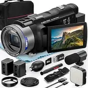 NBD 4K Video Camera, 48MP Ultra HD, 16X Zoom, 3.0" 270° Flip Screen, WiFi, Autofocus, Anti-Shake, 180-Min Battery, Includes 32GB SD Card & 2 Batteries, Perfect for Vlogging(Black)