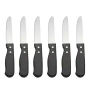 (Set of 6) 10-Inch Jumbo Steak Knives, Stainless Steel Rounded Serrated Blade