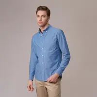 在飛比找momo購物網優惠-【GIORDANO 佐丹奴】男裝輕薄彈力長袖襯衫(29 淺藍