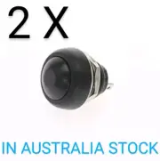 2Pcs X 12mm BLACK Push Button Switch Momentary Round Flat Button AUS STOCK