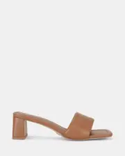 UGENIA CARAMEL Open Toe Heels