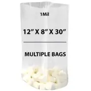 1Mil 12" X 8" X 30" | Clear Gusseted Bags, Heat Sealable | Multiple Bags