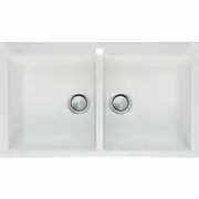 Oliveri Santorini Double Bowl Topmount Sink - White
