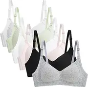 [Aivtalk] Training Bras for Big Girls Wireless Padded Cami Bralettes Lightweight Sports Vest Bra for Teens 6 Pack Preteen Bras