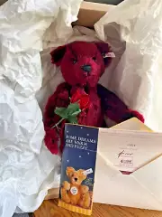 15" STEIFF Bear GERMANY Dew Drop Rose TEDDY BEAR W/ GROWLER; IN BOX, COA 1999