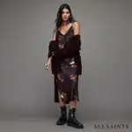 【ALLSAINTS】MELODY NANCY 真絲混紡花卉印花V領露背中長版洋裝 WD359X(修身版型)