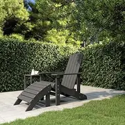 Garden Chair Garden Adirondack Chair with Footstool HDPE Anthracite Patio Seating