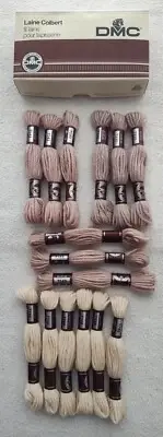 Lot of 15 Vtg Skeins Laine Colbert DMC Wool Yarn Cream Pink 7746 7543 7162 7230
