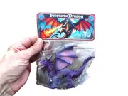 Horned Fearsome Purple Dragon 6" x 5.5" Fantasy Diorama Realistic Scary Figure