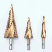 Step Drill Bit Titanium Coated Spiral Step Drill Hexagon Center Ladder