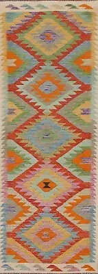 South-western Flat weave Reversible Kilim Narrow Runner Rug 2' 10" x 9' 9" New