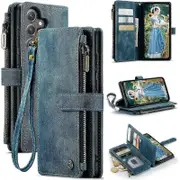 Fian For Samsung Galaxy S24 Ultra Wallet Case With Card Holder, Sturdy Pu Leather Case For Women Men Magnetic Flip Zipper Wristlet Strap Kickstand ...