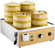Commercial Electric Dim Sum Steamer, Four-hole Steamed Bun Machine, Dry Boiling/Water Shortage Alarm And Independent Water Supply, 30-110℃ Temperature Adjustment, Stainless Steel U-tube Heating
