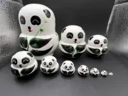 Hand Painted Nesting Doll Panda Matryoshka 10 Stacks New!