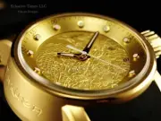 NWT Invicta Men's S1 Yakuza Dragon Automatic Gold Tone IP Brown Strap SS Watch
