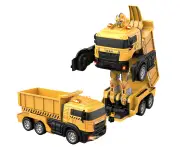 Dump Truck Transform Remote Control Truck, RC Truck with Movable Dump Bed and Lights&Sound, Construction Toys Transformer Toys for 4 5 6 7 8 Year Old