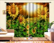 3D Sunflower 35 Blockout Photo Curtain Printing Curtains Drapes Fabric Window AU