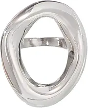 [IMINI] Hollow Oval Statement Ring for Women Girls - Geometric Irregular Stainless Steel Stackable Jewellery, Minimalist Gold/Silver Chunky Band