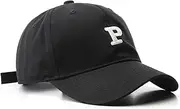 [KorhLeoh] Baseball Hat Men Women - Letter-P-Embroidered Baseball Cap Sun Protection Classic Snapback Hat
