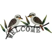 Kookaburra Pair Hanging Metal Welcome Sign Sculpture Garden Home Decor