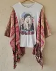 Vintage STEVIE NICKS Peacenik KANTHA Upcycled Poncho Boho Top T-Shirt OS S-3XL