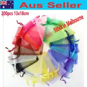 200pcs Drawable Organza Wedding Christmas bag Jewelry Candy Pouches 6 colors