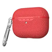 For AirPods Pro 1st Case, Protective Lychee TPU Cover, Snap Hook, Red