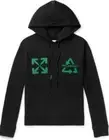 Off-White Logo Embroidered Loopback Cotton Jersey Hoodie , off white hoodie SS20