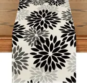 Artoid Mode Black Dahlia 13" x 36", Table Runner, Black/Grey/Silver