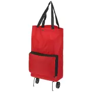 Foldable Shopping Cart Collapsible Trolley Bags Shopping Bags with Wheels Red