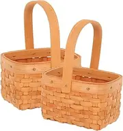 2pcs Mini Wooden Woven Flower Baskets for Home Decor Birthday Party Favors Flower Arrangements Cute Organizer for Weddings and Photo Props Compact Storage
