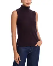 Aqua Cashmere Split Hem Turtleneck Tank - Exclusive