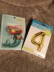 Mermaid and Number Four "4" Mylar Balloons