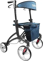 KMINA PRO - Rollator for Tall People (User Height 5'9" to 6'6" Approx.), Rollators 4 Wheel with Seat Folding, Rollator with Seat and Basket, Rollator Walker for Elderly Foldable, Big Wheels
