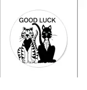 WHITE BLACK CAT QUOTE LUCK Pendant 925 Sterling Silver 20" Necklace Men Women