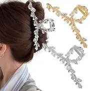 2PCS Rhinestone Hair Claw Clips Gold and silver Large Claw Clips for Thick Hair Fancy Hair Accessories for Women