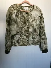 NWT Anthropologie Marrakech Quilted Tie Dye Green Bomber Jacket Size M