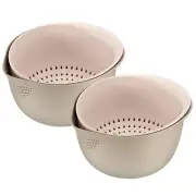 Fruit Vegetable Washing Colander Drain Basket Rice Washing Bowl-Grey(2PCS)