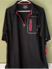 Polaris Men's Large Black Short Sleeve 1/4 Zip Collared Shirt - NWT