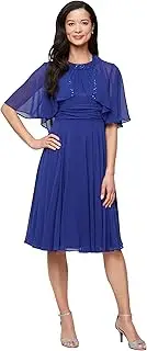 [S.L. Fashions] Women's Chiffon Mother of The Bride Jacket Dress with Beaded 3/4 Sleeves and Neckline (Plus Size)