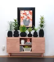 6pcs *BLACK* VASES LOT Accessories DECOR planters DIORAMA mini 1/6 for BARBIE