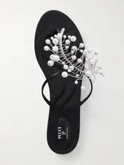 [PUCCI] PUCCI - Embellished Satin Flip Flops - Black - IT37 IT 37 Black